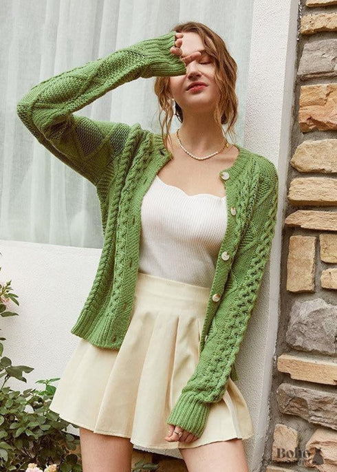 Khaki Green Sweater Jacket